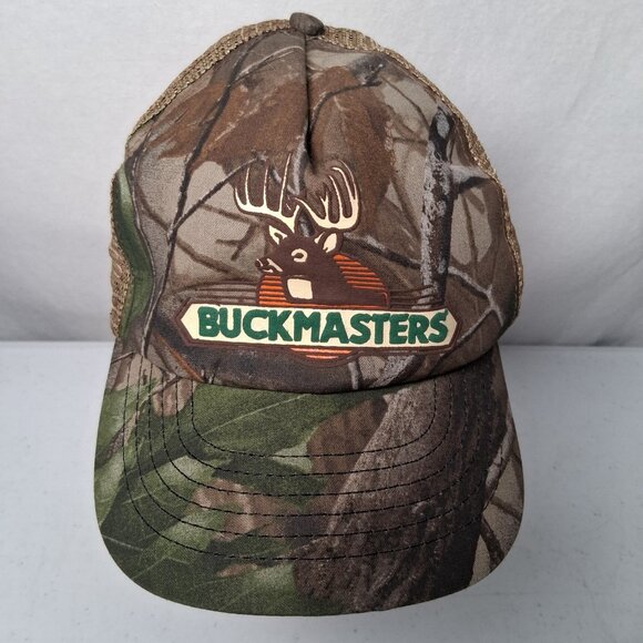 Vintage Buckmasters Cap Hat Tree Camo Camouflage Deer Hunting Hunt Mesh USA - Picture 2 of 11